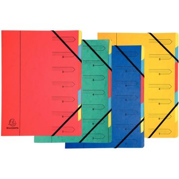 Trieur dos agrafé avec élastiques 7 compartiments, coloris assortis
