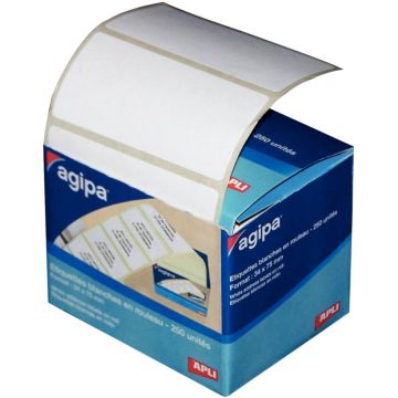 Boîte 1 rouleau de 250 étiquettes d'expédition rectangulaires blanc 34x75mm