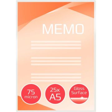 Paquet de 25 pochettes de plastification A5 75µ