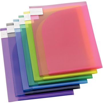 Paquet de 12 chemises double poche en polypropylène 20/100ème, coloris assortis