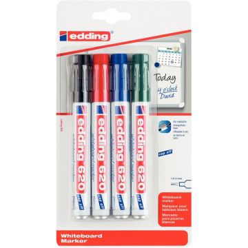 Blister de 4 marqueurs tableaux blancs 620 assortis