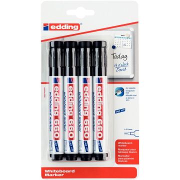 Blister de 4 marqueurs tableaux blancs 660 noirs