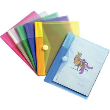Paquet de 6 enveloppes pour format A5 en polypropylène, coloris assortis