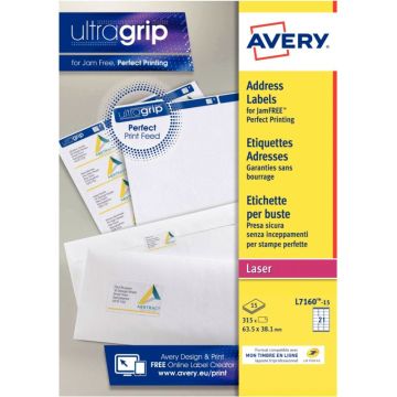 Paquet de 315 étiquettes adresse laser blanc 63,5x38,1mm