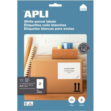 Pochette de 20 étiquettes coins droits multi-usages blanc 210x148mm