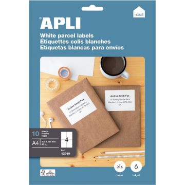 Pochette de 40 étiquettes coins droits multi-usages blanc 105x148mm