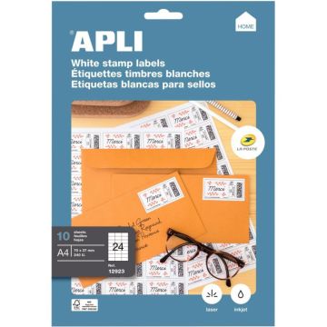 Pochette de 240 étiquettes coins droits multi-usages blanc 70x37mm