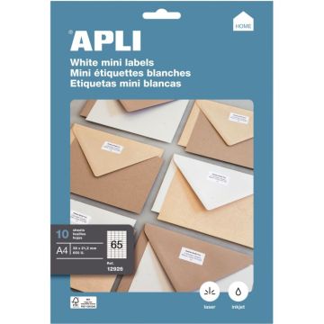 Pochette de 650 étiquettes coins droits multi-usages blanc 38x21,2mm