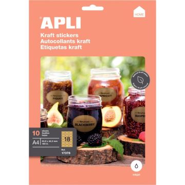 Pochette de 10 feuilles étiquettes kraft 63,5x42,3mm