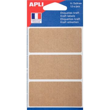 Pochette de 12 étiquettes kraft 75x34mm