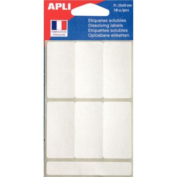 Pochette de 18 étiquettes solubles blanc 25x50mm
