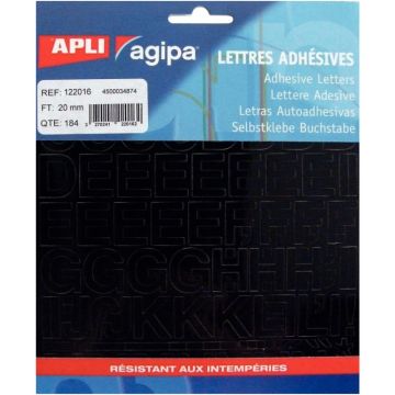 Pochette de 184 lettres 20mm coloris noir