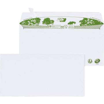 Paquet de 40 enveloppes extra-blanches 110x220mm 80g bande siliconée