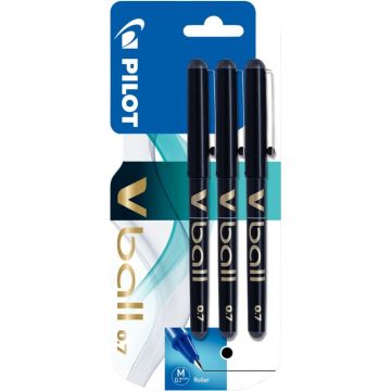 Blister de 3 rollers V-Ball 0,7mm noir