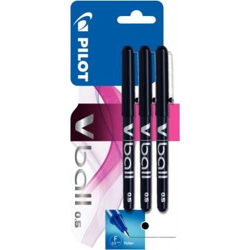 Blister de 3 rollers V-Ball 0,5mm noirs