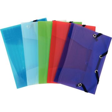 Chemise 3 rabats à élastiques CRYSTAL en polypropylène, format pocket 12x16 cm, coloris assortis