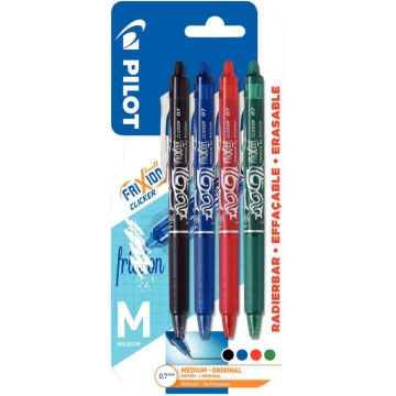 Blister de 4 rollers Frixion Clicker standard assortis