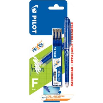 Blister de 1 roller Frixion Point bleu et 3 recharges bleues