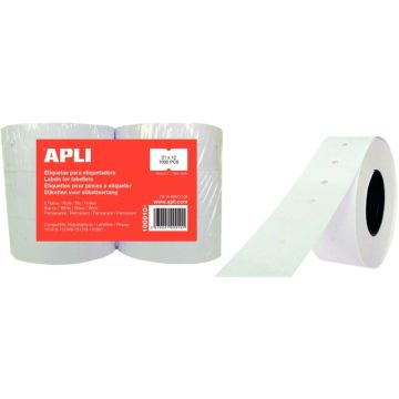 Lot de 6 rouleaux de 1000 étiquettes adhésif permanent 21x12mm coloris blanc