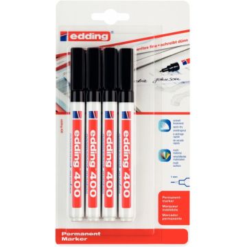 Blister de 4 marqueurs permanents E400 noir