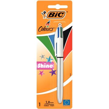Blister 1 stylo bille de 4 Couleurs shine sliver