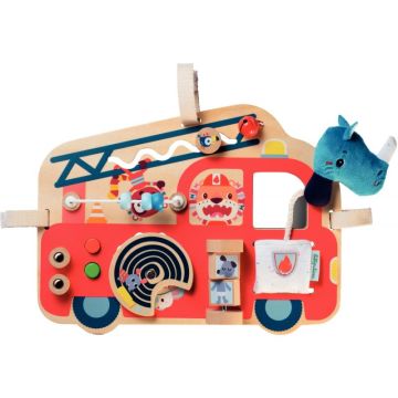 Panneau d'activités en bois, le camion de pompier