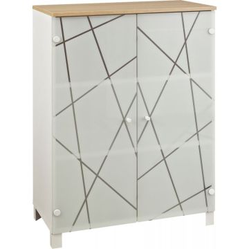 Rangement mi-haut 2 portes vitrées L80xH114xP42cm blanc SUNDAY
