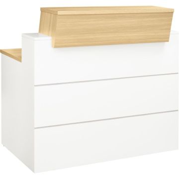 Banque d'accueil droite Sunday L120xH110/74xP72/83cm chêne