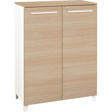 Rangement mi-haut 2 portes L80xH114xP42cm chêne SUNDAY