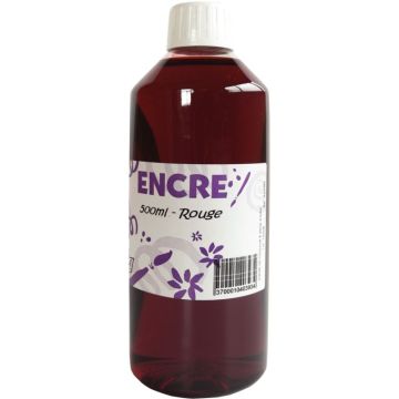 Flacon 500 ml d'encre à dessiner, coloris rouge