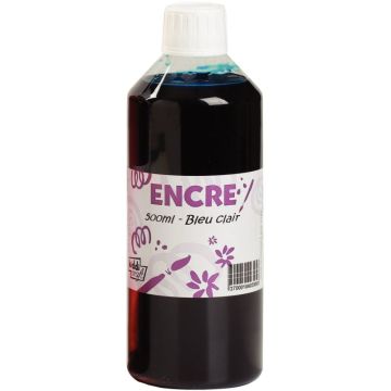 Flacon 500 ml d'encre à dessiner, coloris bleu