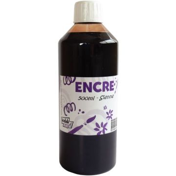 Flacon 500ml d'encre à dessiner, sienne