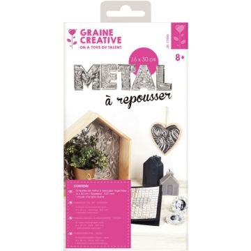 Pochette 10 feuilles métal à repousser aluminium format 30 x 16 cm