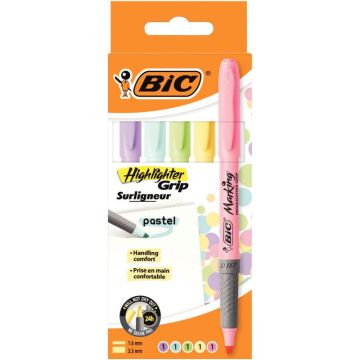 Boîte de 5 surligneurs grip pastels