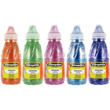 Lot de 5 Flacons 250 ml de peinture pailletée, assortiment 1
