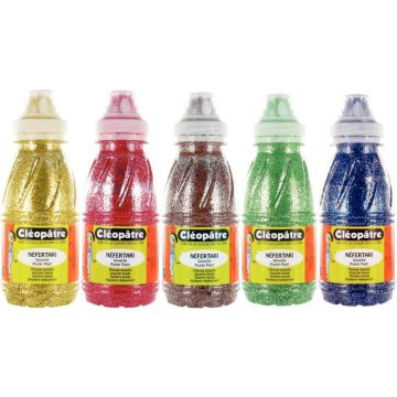 Lot de 5 Flacons 250 ml de peinture pailletée, assortiment 2