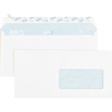 Paquet de 70 enveloppes blanches 110x220mm 80g bande siliconée fenêtre 45x100mm