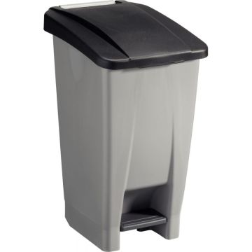 Poubelle à pédale et roulettes 60L gris/noir