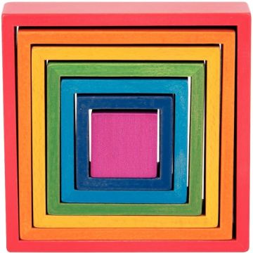 Boite de 7 carrés arc-en-ciel en bois