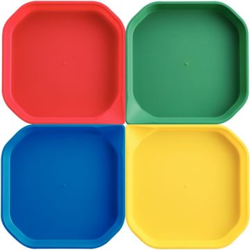 Lot de 4 plateaux 25x25x2.5cm assortis
