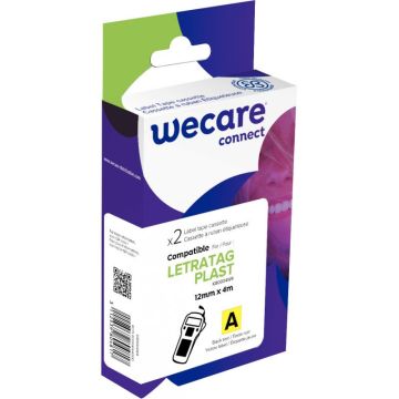 Pack de 2 letratag plastique noir sur jaune 12 x 4 m compatible