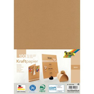 Paquet de 100 feuilles kraft 120g 210x297mm brun