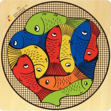 Encastrement casse-tête en bois, les poissons