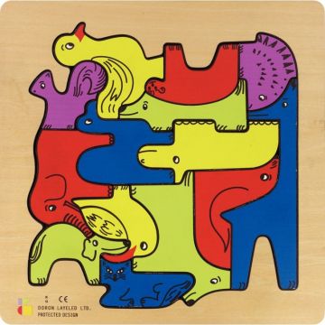 Encastrement casse-tête en bois, les animaux du zoo