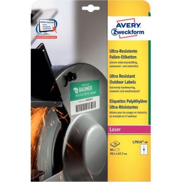 Paquet de 80 étiquettes ultra résistantes laser blanc 99,1x67,7mm