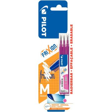 Blister de 3 recharges Frixion pointe moyenne rose