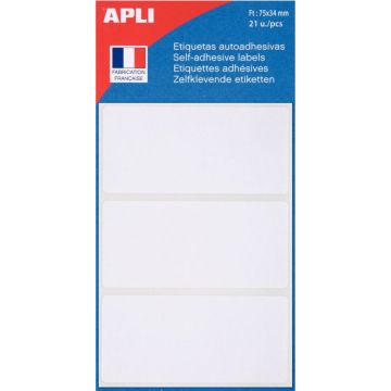 Pochette de 21 étiquettes blanches 34x75mm