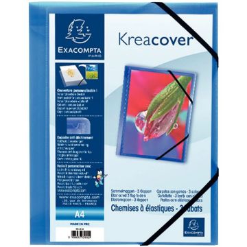 Chemise 3 rabats à élastiques personnalisable KREAKOVER en polypropylène bleu