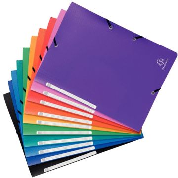 Paquet de 10 chemises 3 rabats à élastiques OPAK en polypropylène 5/10ème, coloris assortis