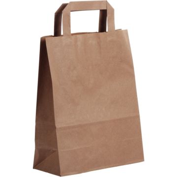 Paquet de 50 sacs kraft brun 22+10x28cm poignées plates